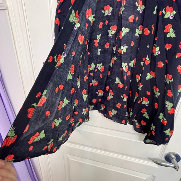 Aritzia Sunday Best Women’s Indigo Blue/Strawberry Open Front Blouse.  Sz XXS/XS - Picture 2 of 12